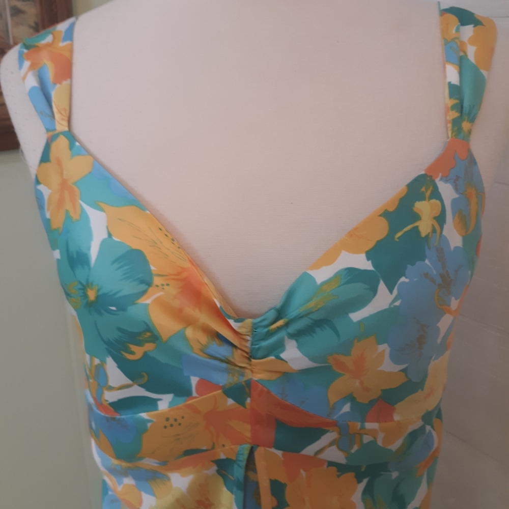 Nicole Miller tropical dressy tank top sz 14 *C3 - Picture 4 of 6